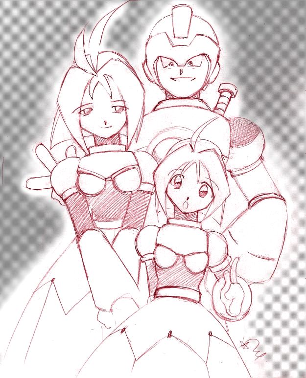 Art by Vegemoon
Wow, remember Latto from [url=https://www.iragination.com/zlcomic/]Walk of the Lion[/url]? First fan art of him and the 2 reploid girls in that comic. Thanks Veggie n__n
Keywords: latto 21xx