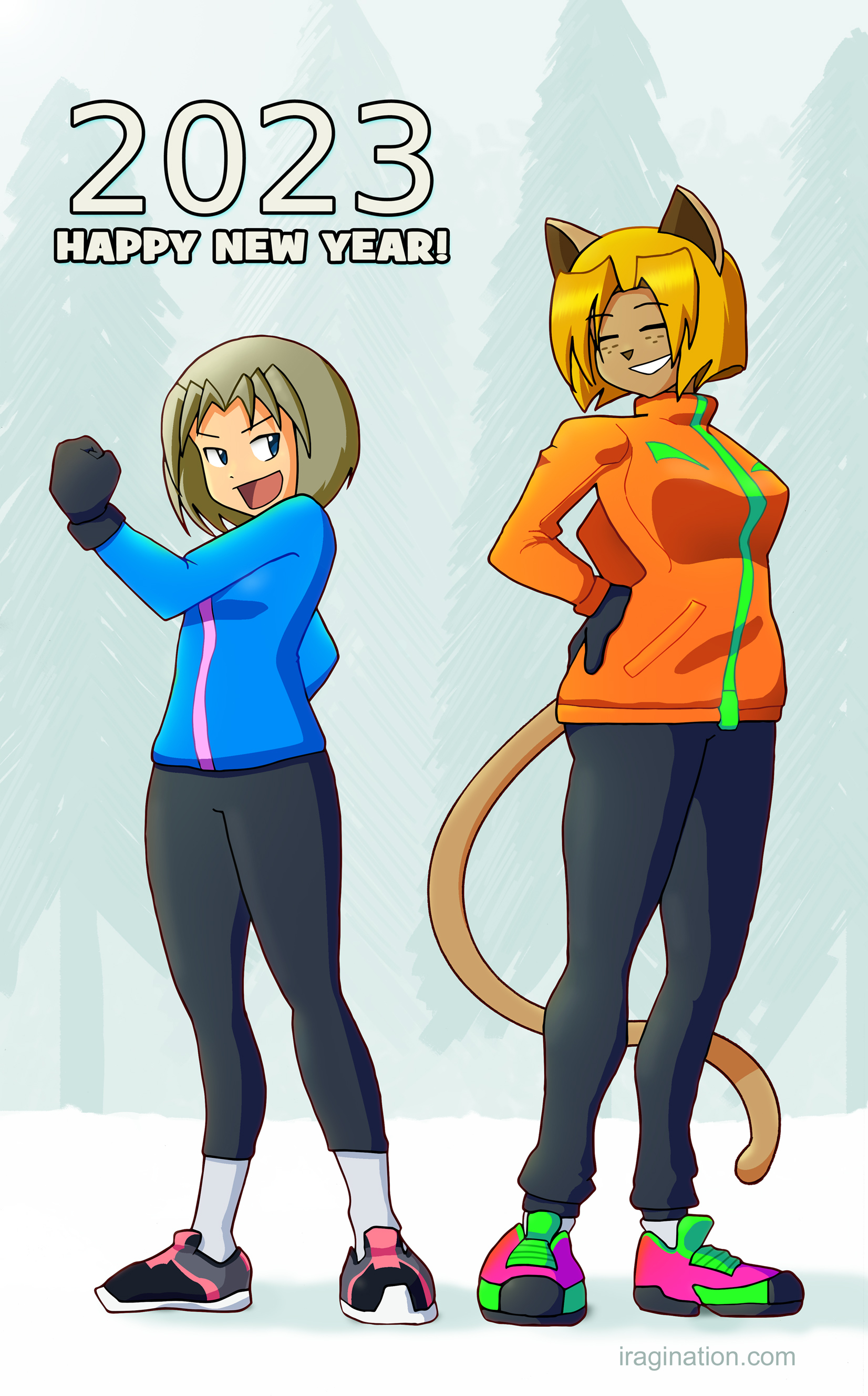 Delia and Leika - Happy New Year 2023
Happy New Year!

For this illustration, I imagined [b]Delia[/b] and [b]Leika[/b] getting ready to spend some time together running at their leisure.

This image summarizes some techniques I tested last year. Hopefully, everyone can work on more challenging subjects and improve their art.

Delia and Leika © IRAGINATION
Keywords: delia leika