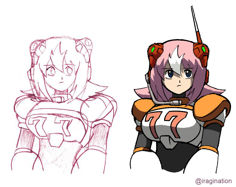 Nana
I was working on some other illustration, but I noticed [url=https://www.facebook.com/CAPCOM.RXD/videos/1060198587917691/]Nana[/url] was announced for [b]Rockman X DiVE[/b] and I decided to take a look at some sketches I did when [b]Mega Man X Command Mission[/b] was announced many years ago.

Out of curiosity, I set out to redraw and paint over this one, and this is the result. It was a fun experiment.

Mega Man X (C) CAPCOM.
Keywords: nana