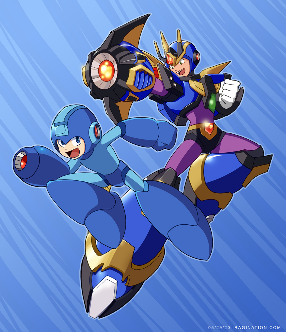 Mega Man and Ultimate Armor X - Rockman X DiVE Collaboration
It was a very nice surprise to see the [url=https://www.facebook.com/CAPCOM.RXD/posts/536232060406221]Classic Mega Man characters joining Rockman X DiVE[/url]. I've already cleared some levels in Co-Op mode with a team like this. It was such a nice experience that I wanted to draw this.

Now that I think of it, I've never drawn the Ultimate Armor before. It's got a very complex design. I had to do some simplifications to finish this piece of work on a reasonable amount of time. 

Everyone is so happy in this picture. I guess it is nice to step away of the gloom and doom of the Mega Man X series from time to time.

By the time I am releasing this illustration, Rockman X DiVE is already featuring [url=https://www.facebook.com/CAPCOM.RXD/posts/539794796716614]Super Mega Man[/url]. I don't think I can keep up with this cadence, so I just finished this artwork I had started over the past weekend before that announcement.


Keywords: x mega_man rockman_x_dive