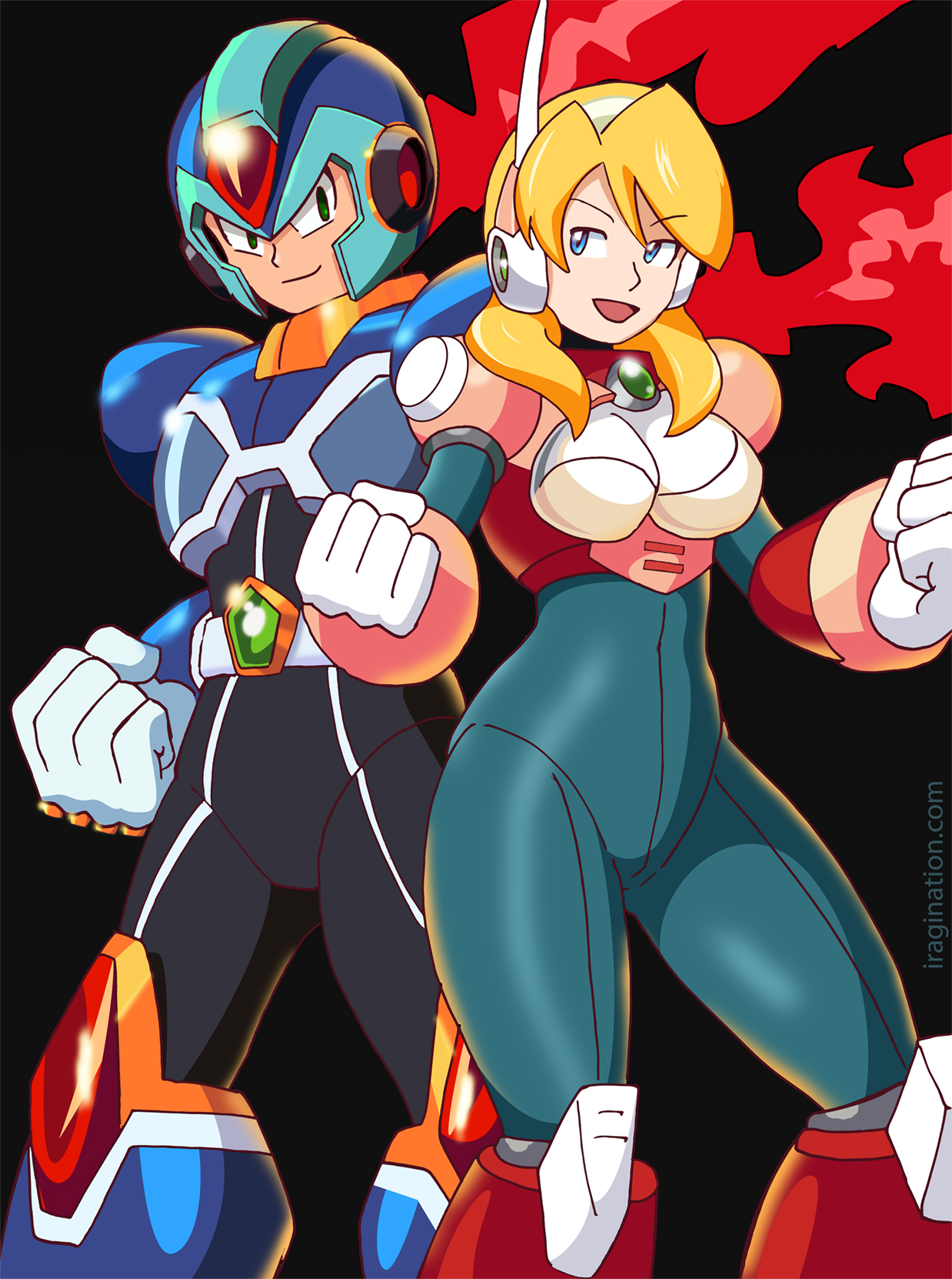X and Alia - Rockman X Dive
I have been hearing about [url=http://rxd.capcom.com.tw/]Rockman X Dive[/url] for a while, a new game developed for mobile devices. I am really liking the new artwork that has been released to promote the game. 

From the [url=https://www.facebook.com/CAPCOM.RXD/]official Facebook page[/url], recently they shared a post with [url=https://www.facebook.com/CAPCOM.RXD/posts/360393281323434]Alia's new 3D model[/url]. I gave up, time was right, so I started sketching around and this is the result. Playable Alia after so many years. No idea how the game will be plot-wise or if we will see any major character development, but it is good to see X on his Command Mission armor side to side with Alia's design from Mega Man X8. 

Hopefully we get to see some fun interactions!
Keywords: x alia rockman_x_dive