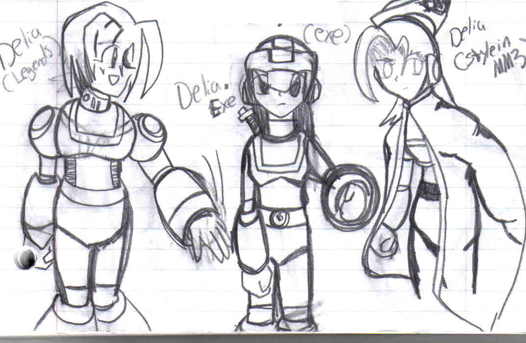 Art by Net
[url=http://protogirl.deviantart.com/]Website[/url]

[b]Delia[/b] drawn in various Rockman styles. Legends, Exe, Zero, you name them =D
Keywords: net delia guest_fan_art