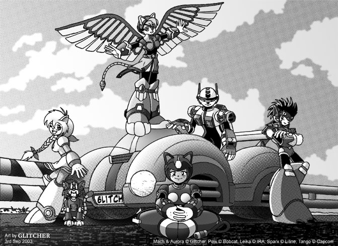 Art by Glitcher
[url=http://glitcher.deviantart.com/]Web Site[/url]

The cat theme seems to be very popular. Take a look at the growing collection of Mega Man cat bots. And Leika is there XD
Keywords: leika glitcher guest_fan_art