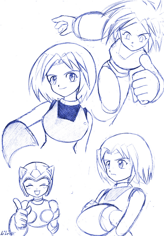Art by Liline
[url=http://www.ffart.fr.st]Web Site[/url]

Some nice sketches of the athletic Delia. Liline always manages to draw her cuter than me XD Leika is also being supportive as usual.
Keywords: delia liline guest_fan_art