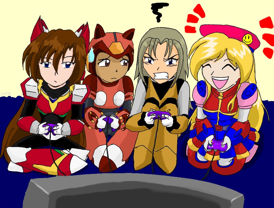 Art by Mandy
Mandy, Leika, Delia, and Balandra in a 4-player game match. You can never have enough fun like this. I love this one. These group pictures are priceless =D
Keywords: delia balandra leika guest_fan_art